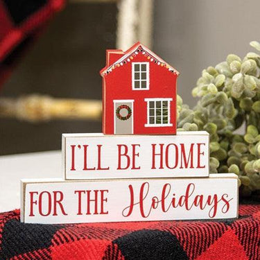 3 Set I'll Be Home For the Holidays Stacking Blocks - The Fox Decor
